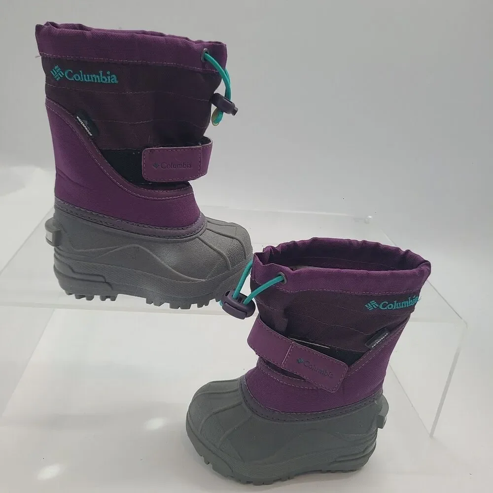 Columbia Powderbug Plus II Snow Boots Girls Size 6 Purple Gray BV1302-502